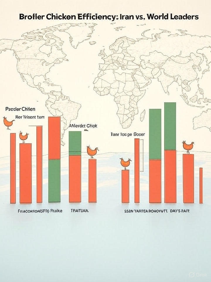 وضعیت تولید مرغ گوشتی در ایران در مقایسه با کشورهای پیشرفته